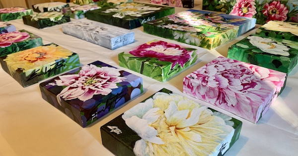 Peony Paintings in acrylic Emily Bi